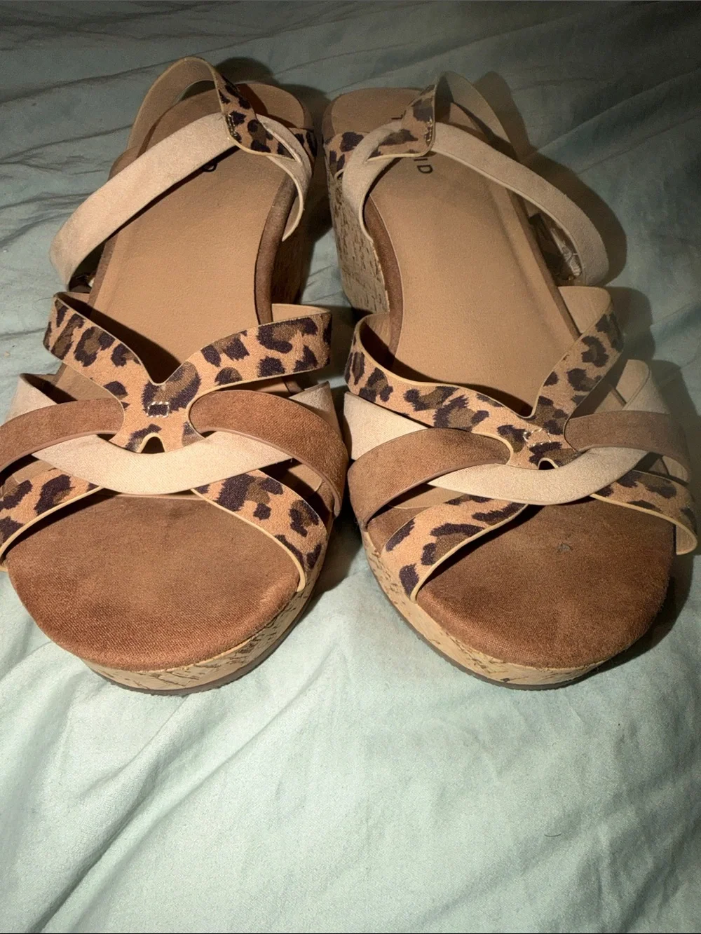 torrid Leopard Print and Tan Cork Wedge Sandals